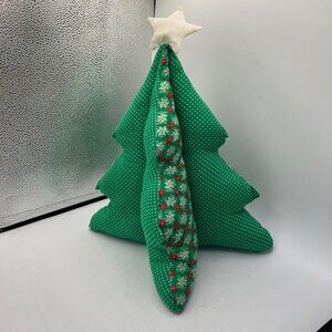 Christmas tree plush padded stuffed fabric handmade decoration red green white.
